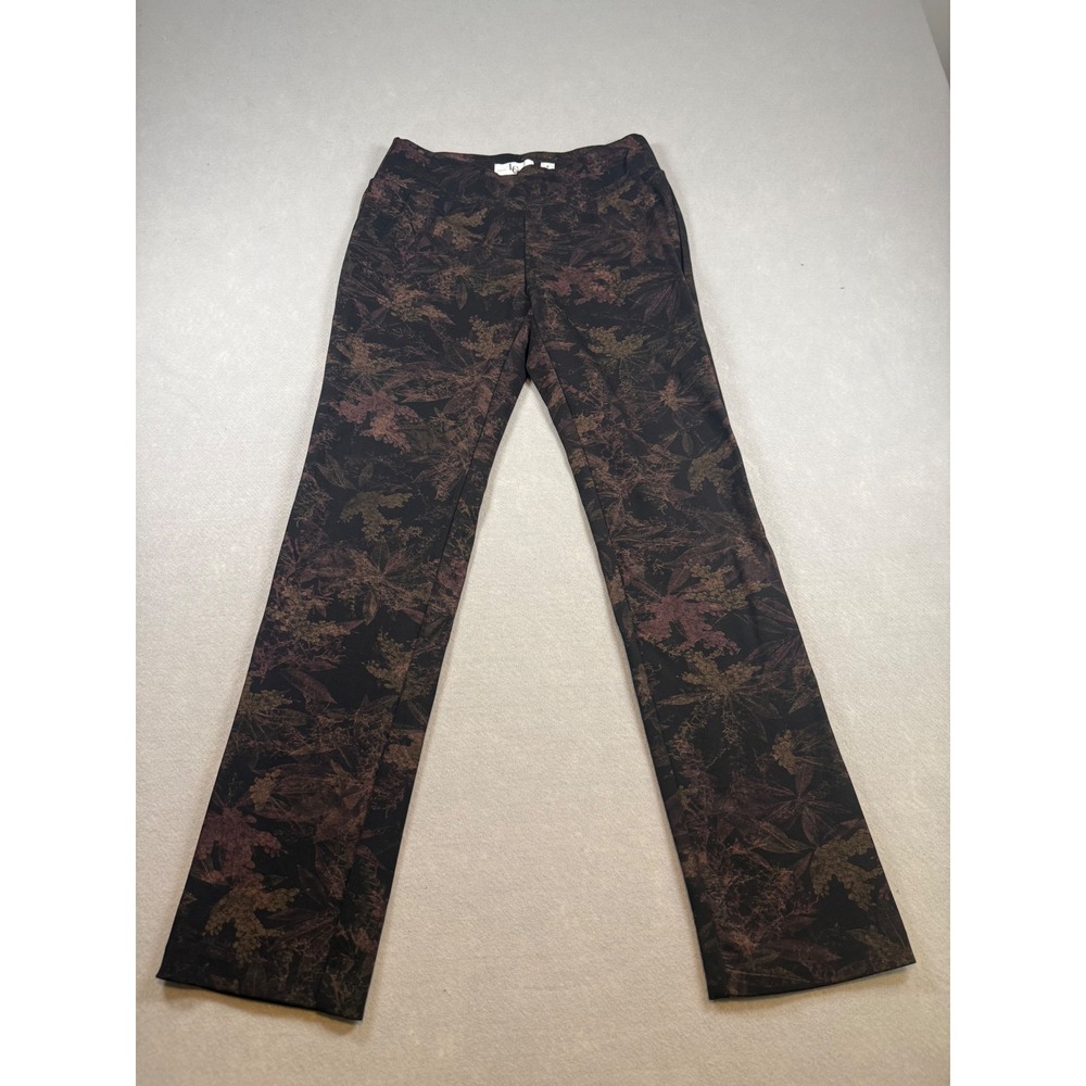 Lena Gabrielle Floral Leaf Print Pull On Dress Pants Brown Black Women Size 6